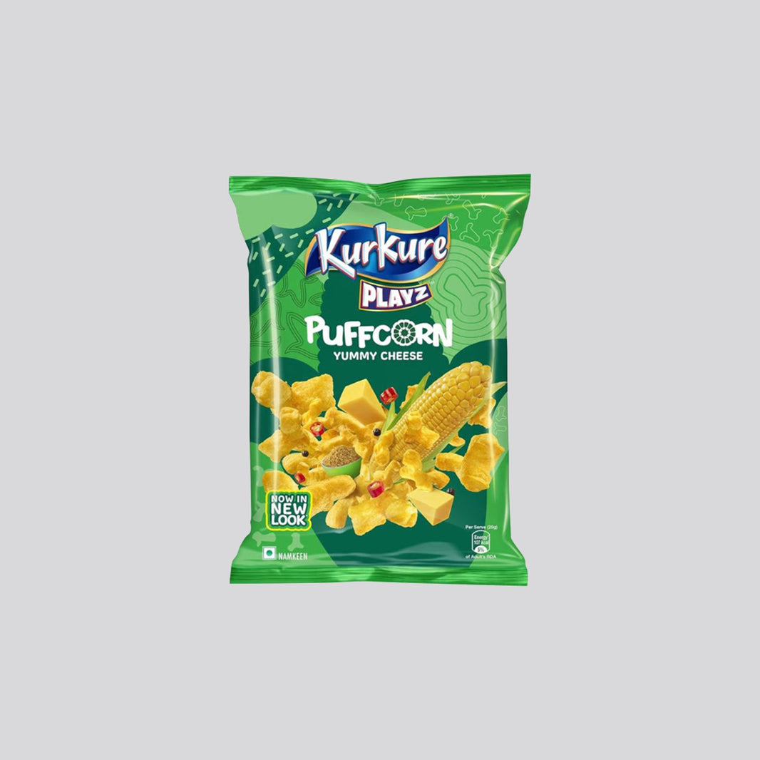 Kurkure Playz Puffcorn | Yummy Cheese Flavour Namkeen - 77g
