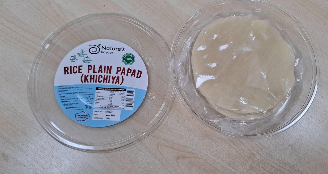 Nature’s Bazaar Rice Plain Papad (Khichiya) – 180g | 7-Inch | 100% Natural | Classic Crunch