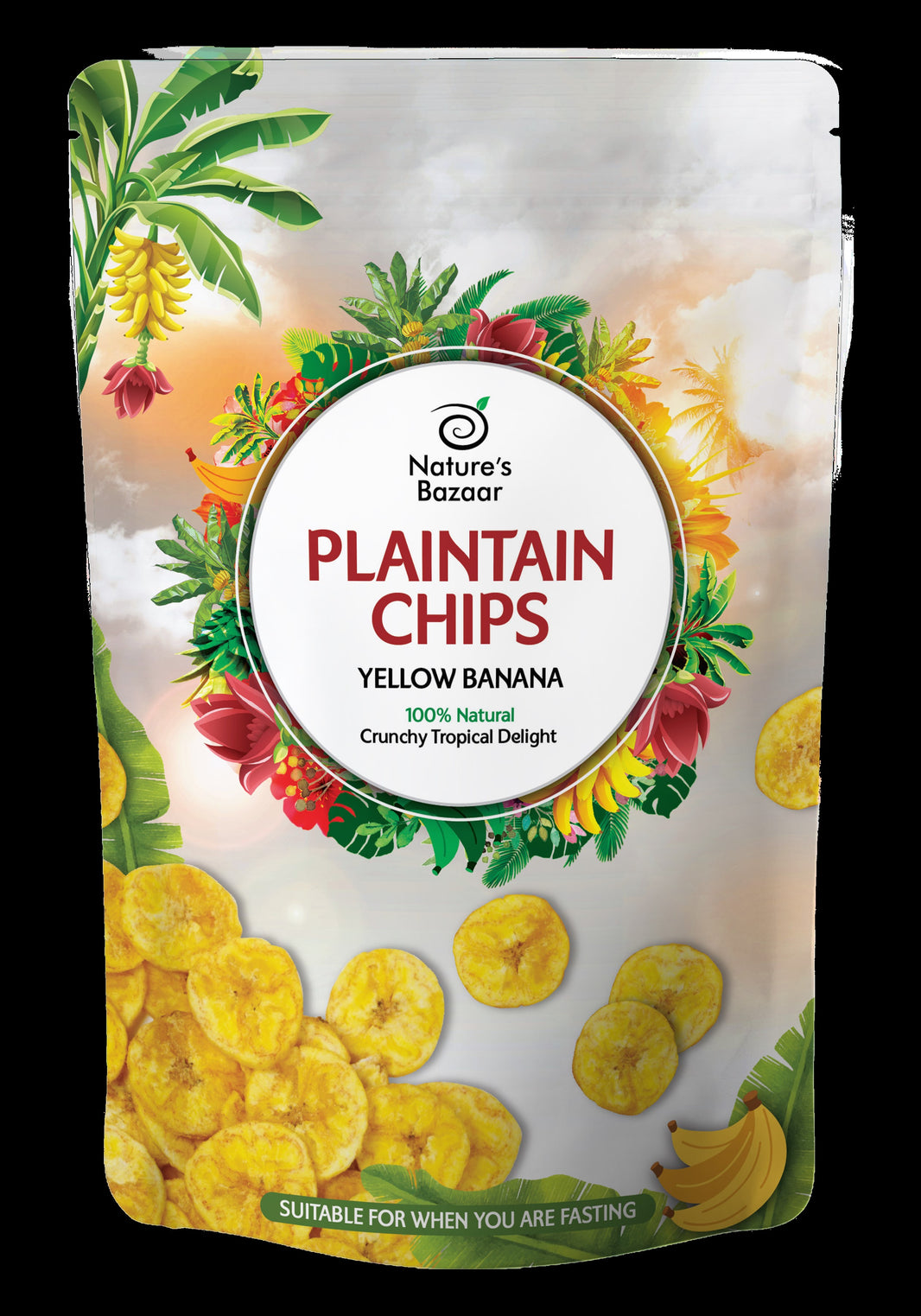 Nature’s Bazaar Plantain Chips – Yellow Banana | 100% Natural Crunchy Tropical Delight | Fasting-Friendly Snack