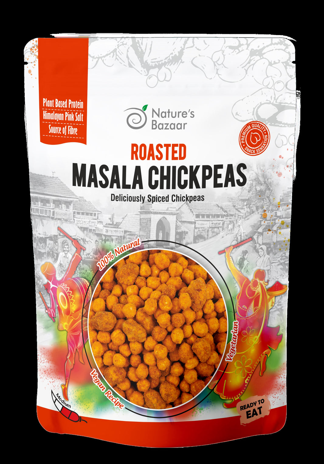 Nature’s Bazaar Roasted Masala Chickpeas | Spicy Crunchy Chickpea Snack | 100% Natural & Vegan