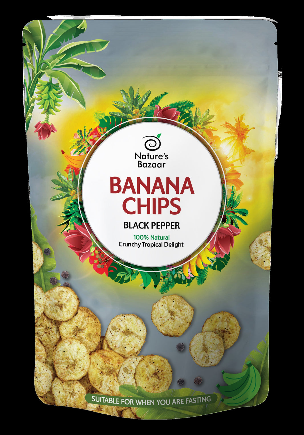 Nature’s Bazaar Banana Chips – Black Pepper | 100% Natural | Fasting-Friendly Snack