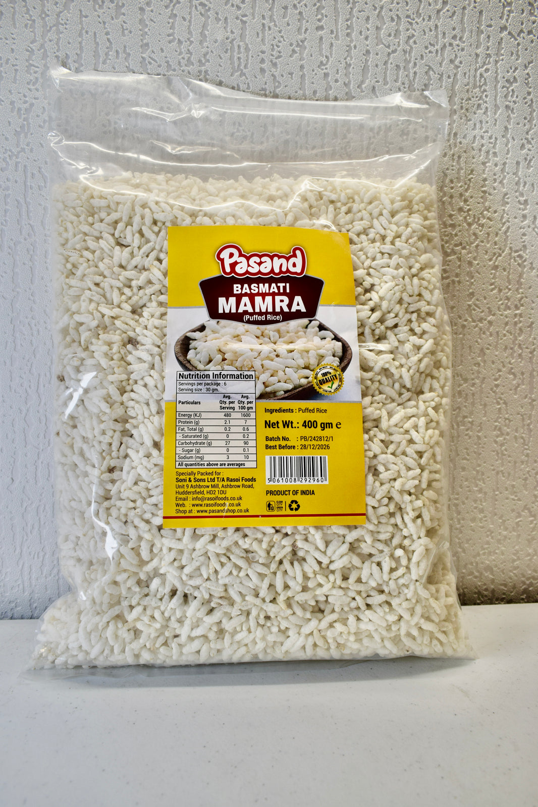 Pasand Mamra – 400g | Premium Puffed Rice Snack