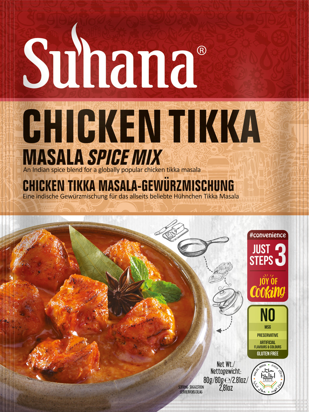 Suhana Chicken Tikka Masala Spice Mix – Authentic Indian Flavor (80g)
