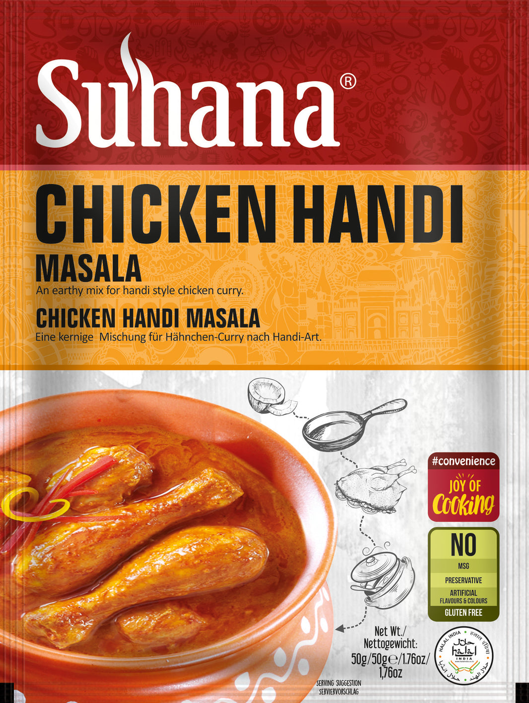 Suhana Chicken Handi Masala – Earthy Handi-Style Curry Spice Mix (50g)