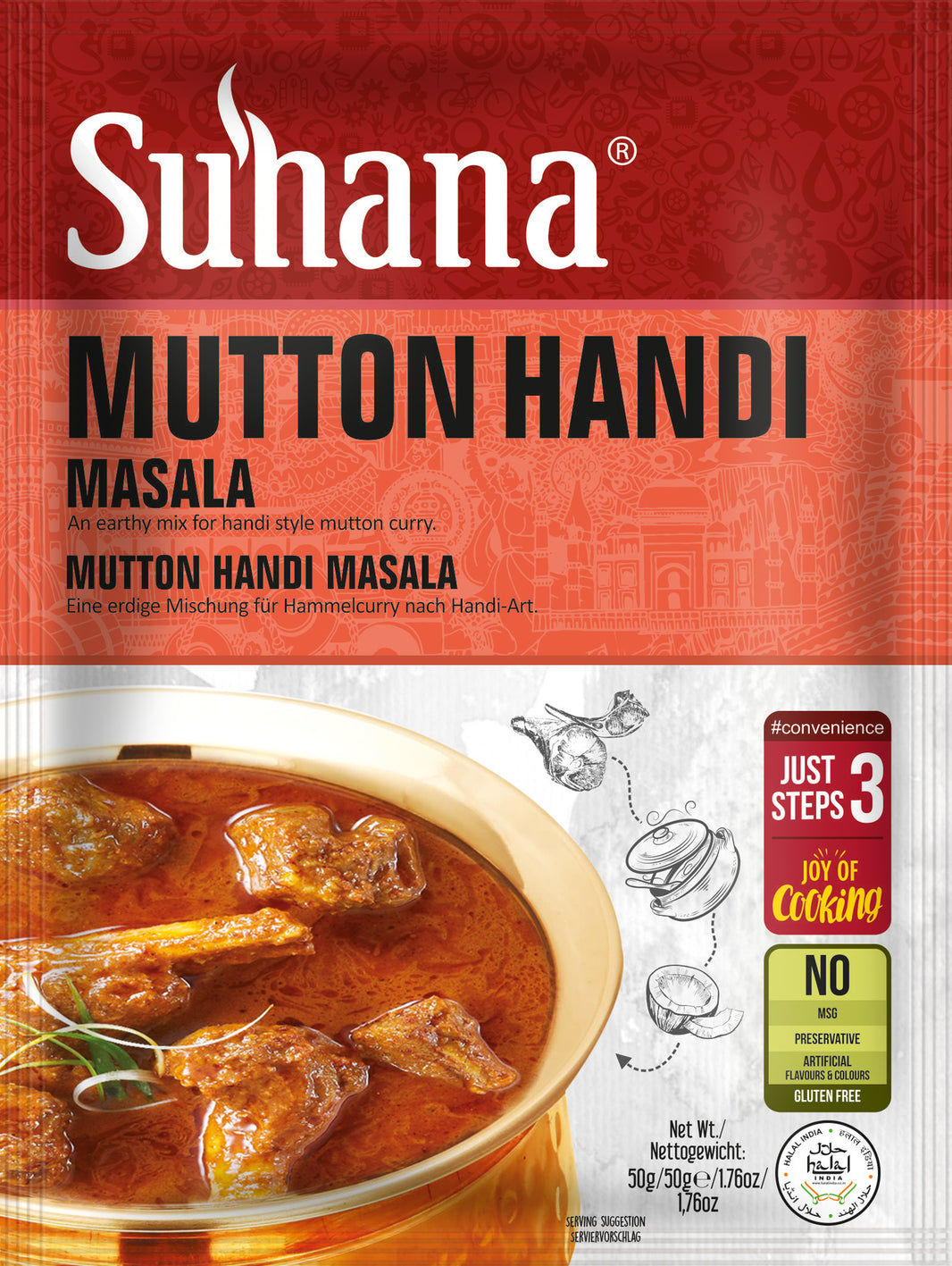 Suhana Mutton Handi Masala – Traditional Spice Mix for Handi-Style Mutton Curry (50g)