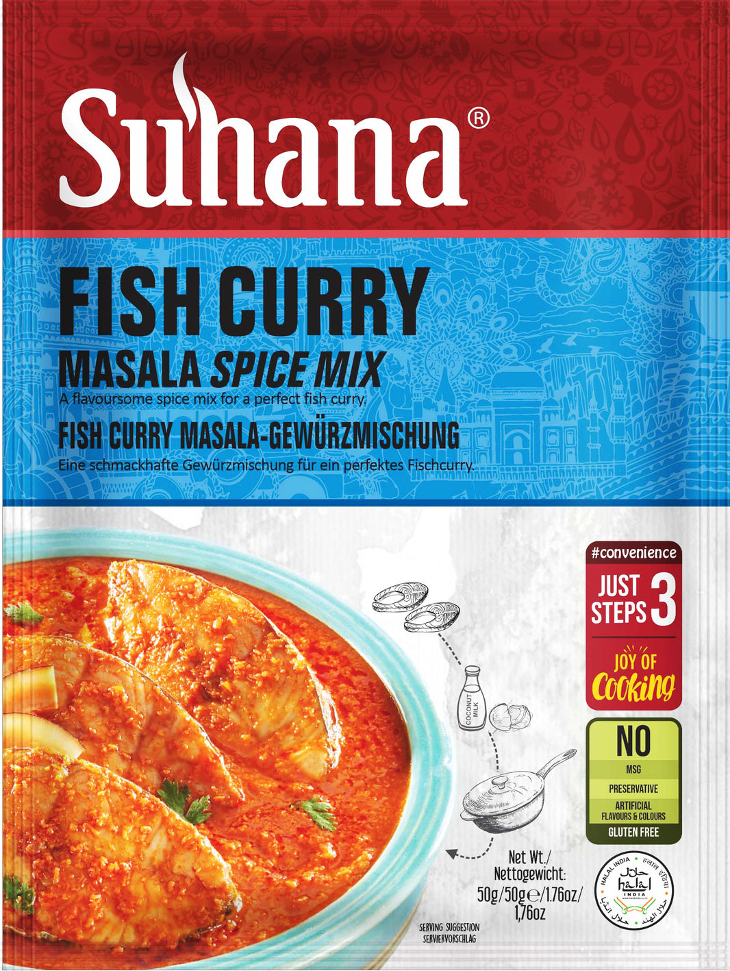 Suhana Fish Curry Masala Spice Mix – Aromatic Blend for Authentic Fish Curry (50g)