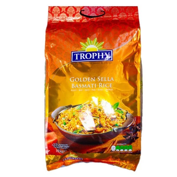 Trophy Golden Sella Basmati Rice – Premium Parboiled Long Grain (10kg)
