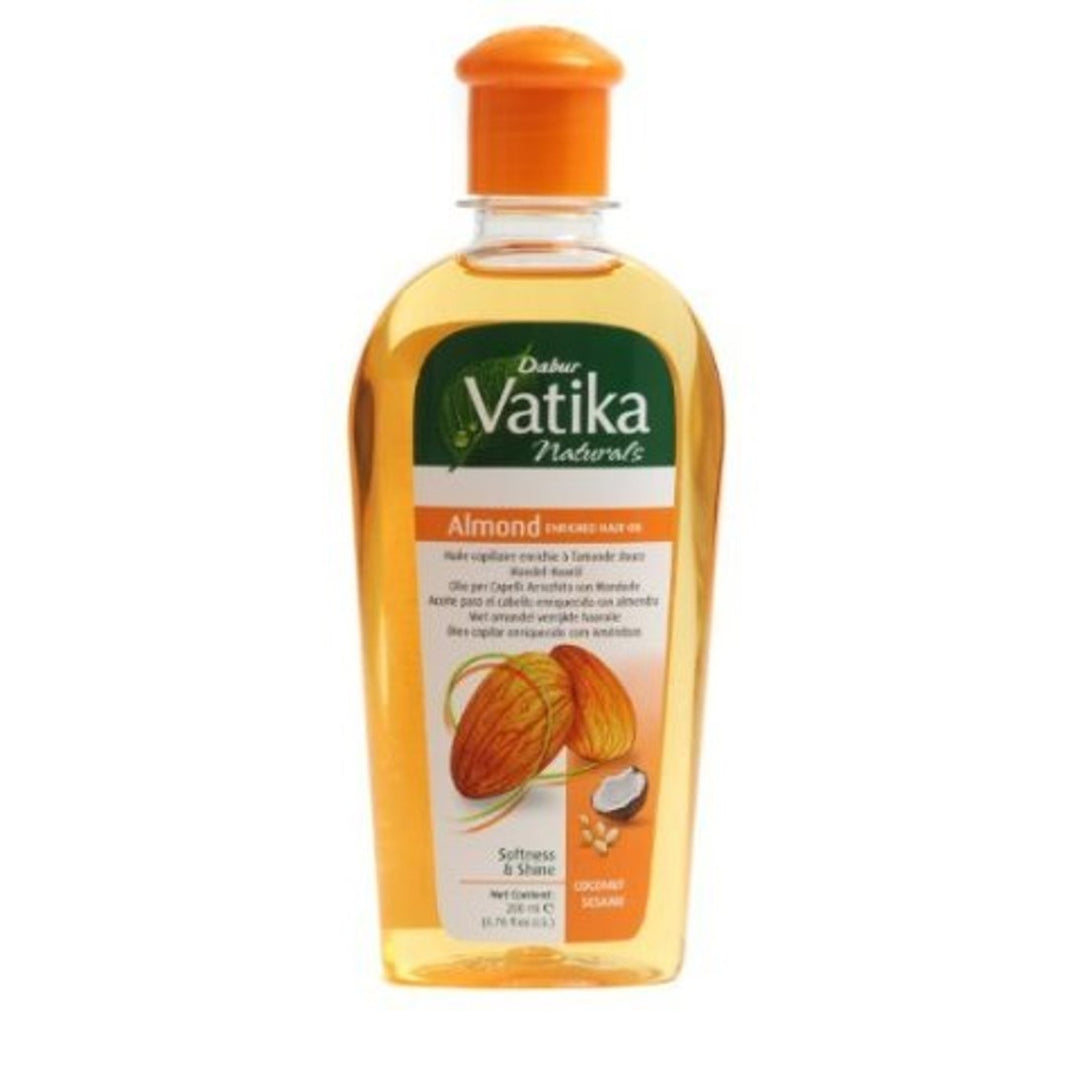 Dabur Vatika Naturals Almond Enriched Hair Oil – 200ml | With Coconut & Sesame for Softness & Shine