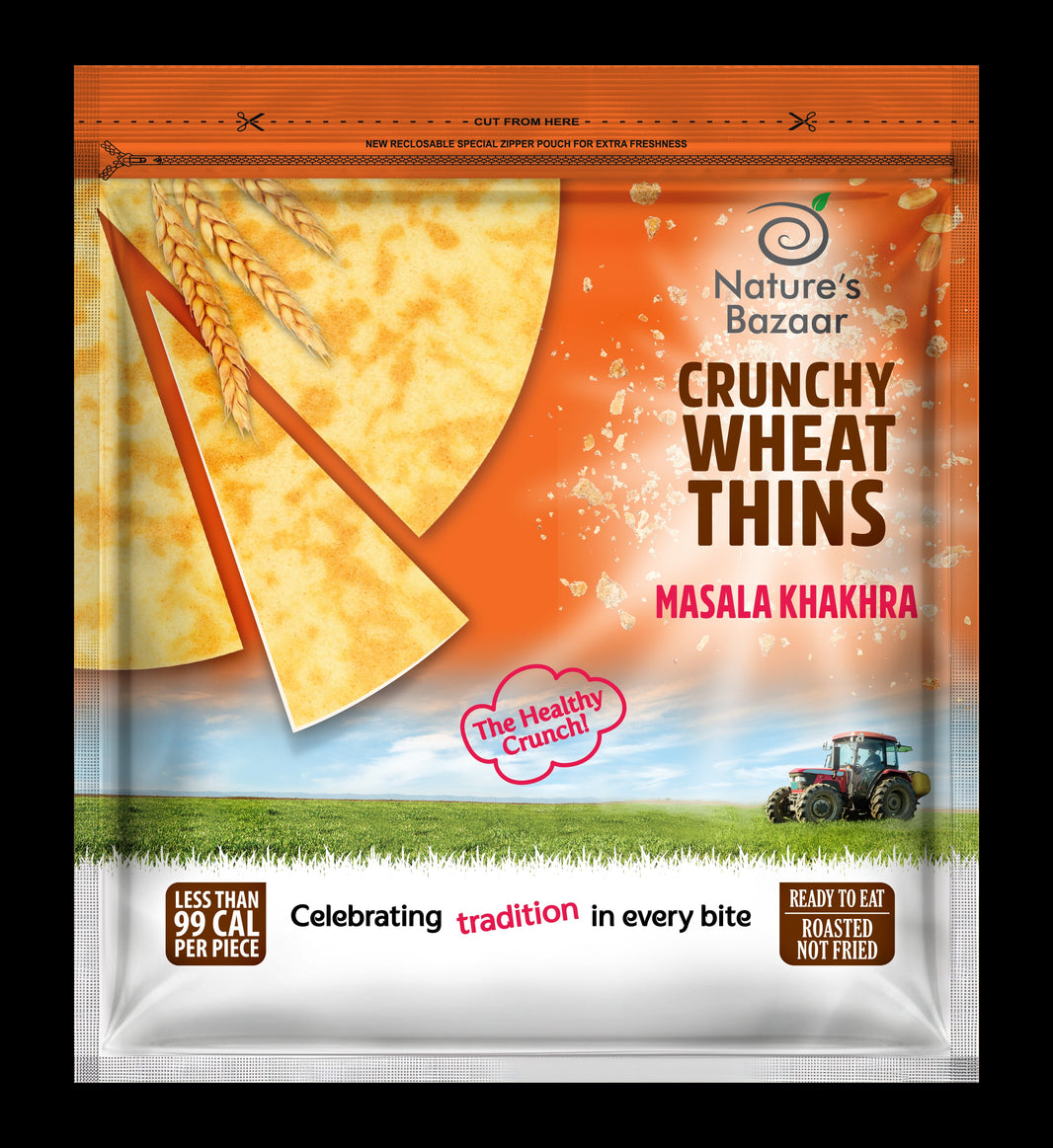 Nature's Bazaar Crunchy Wheat Thins – Masala Khakhra