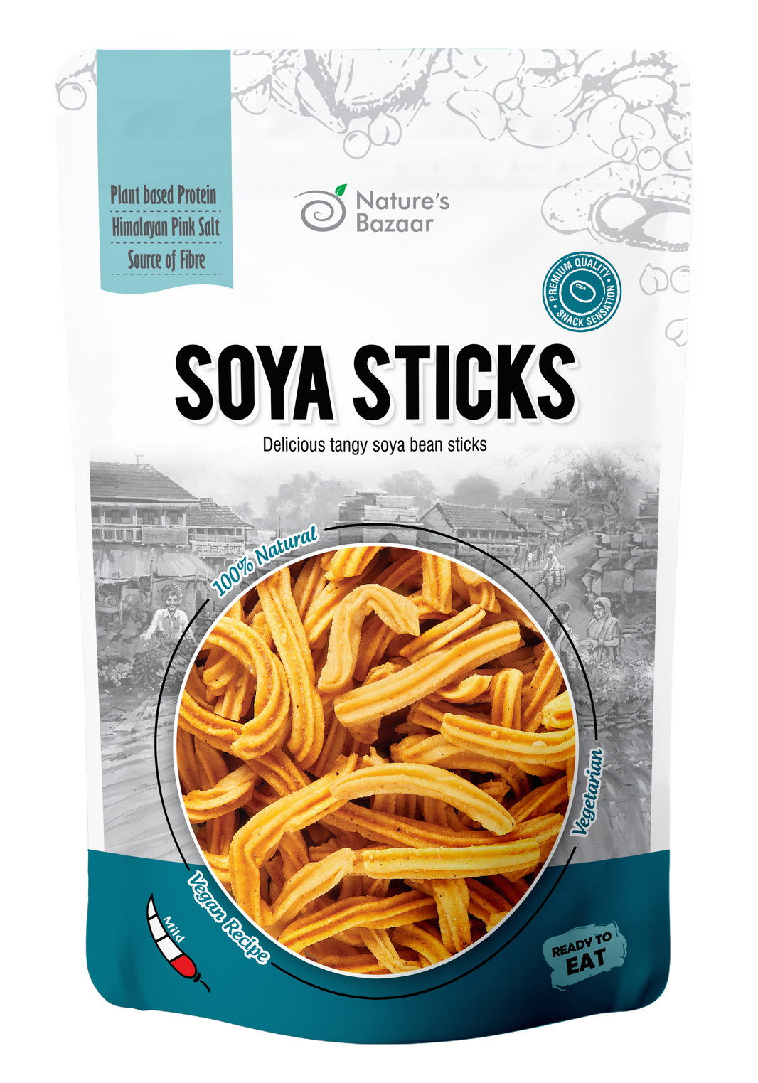 Nature’s Bazaar Soya Sticks | Tangy & Crunchy Soya Bean Snack | 100% Natural & Vegan