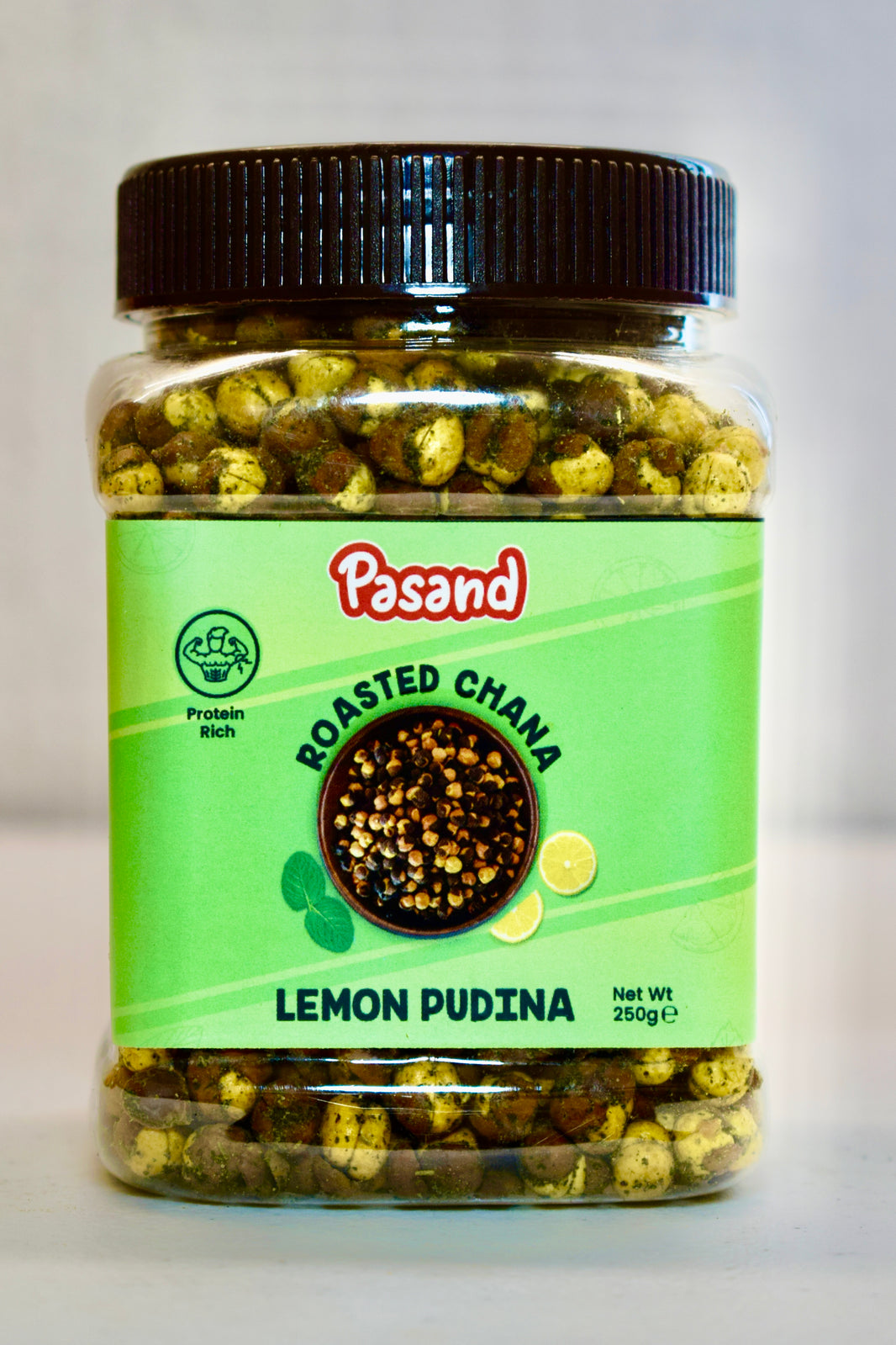 Pasand Roasted Chana – Lemon Pudina (250g) | Refreshingly Tangy & Minty Protein Snack