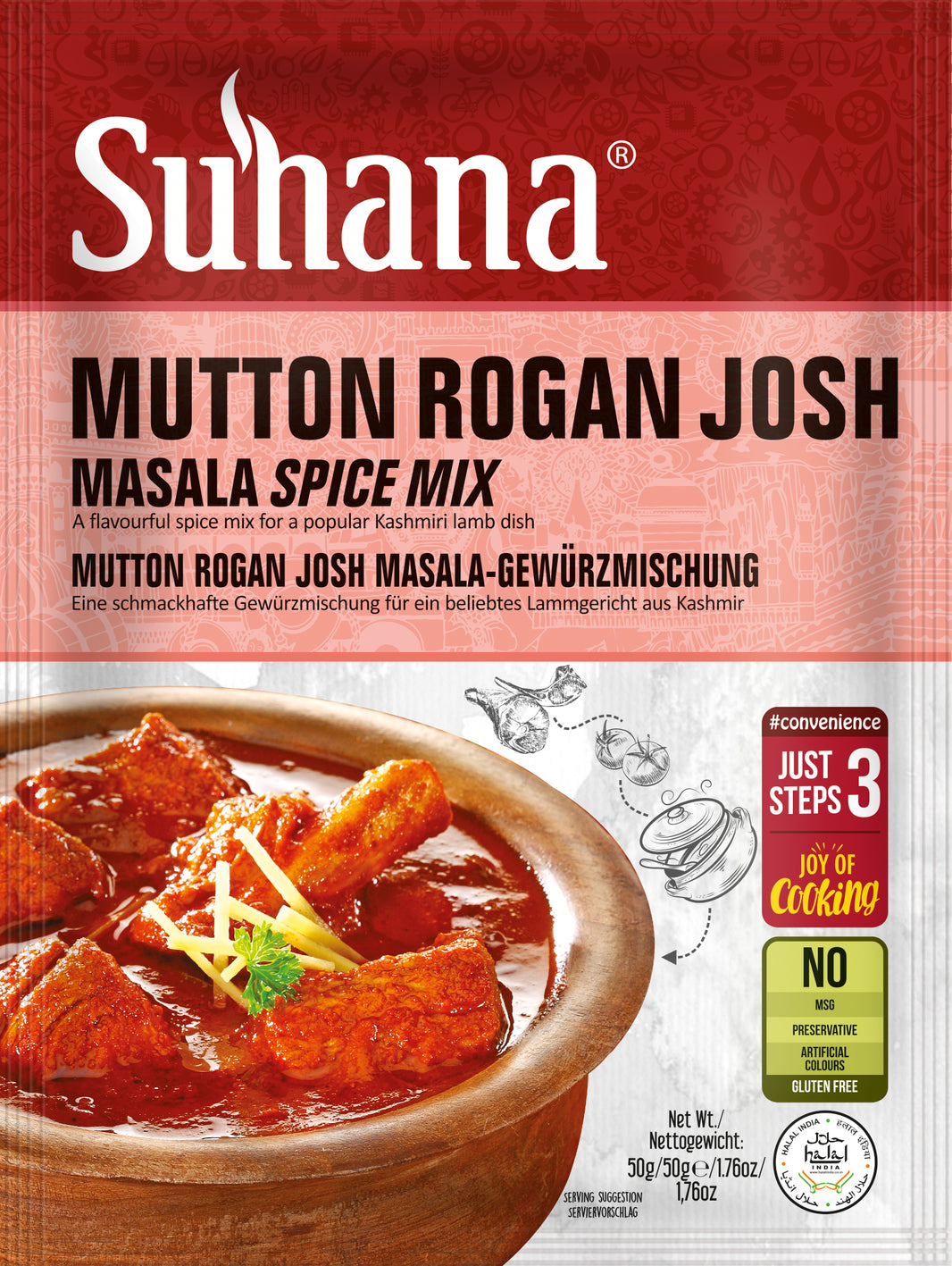Suhana Mutton Rogan Josh Masala – Authentic Kashmiri Lamb Curry Spice Mix (50g)